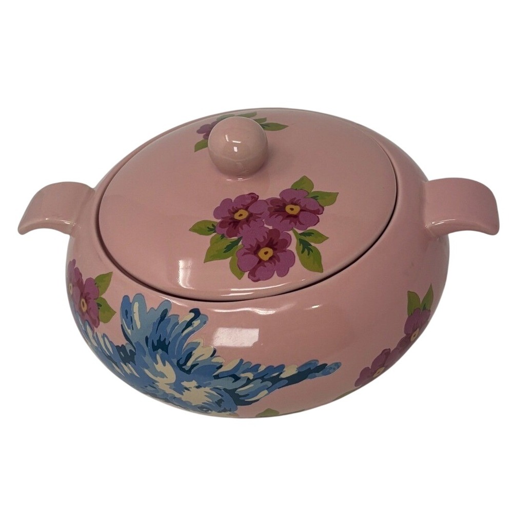 Rosie B Farmer Songbird Garden Pink‎ Floral Ceramic Lidded serving Dish Tureen